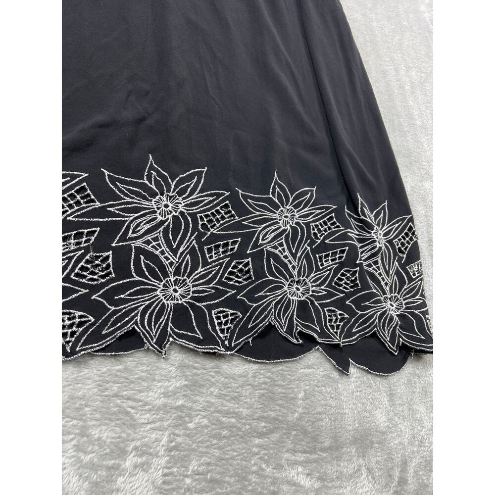 Whimsigoth M Black Floral Embroidered Maxi Dress Goth Alternative Flowy - Picture 2 of 5